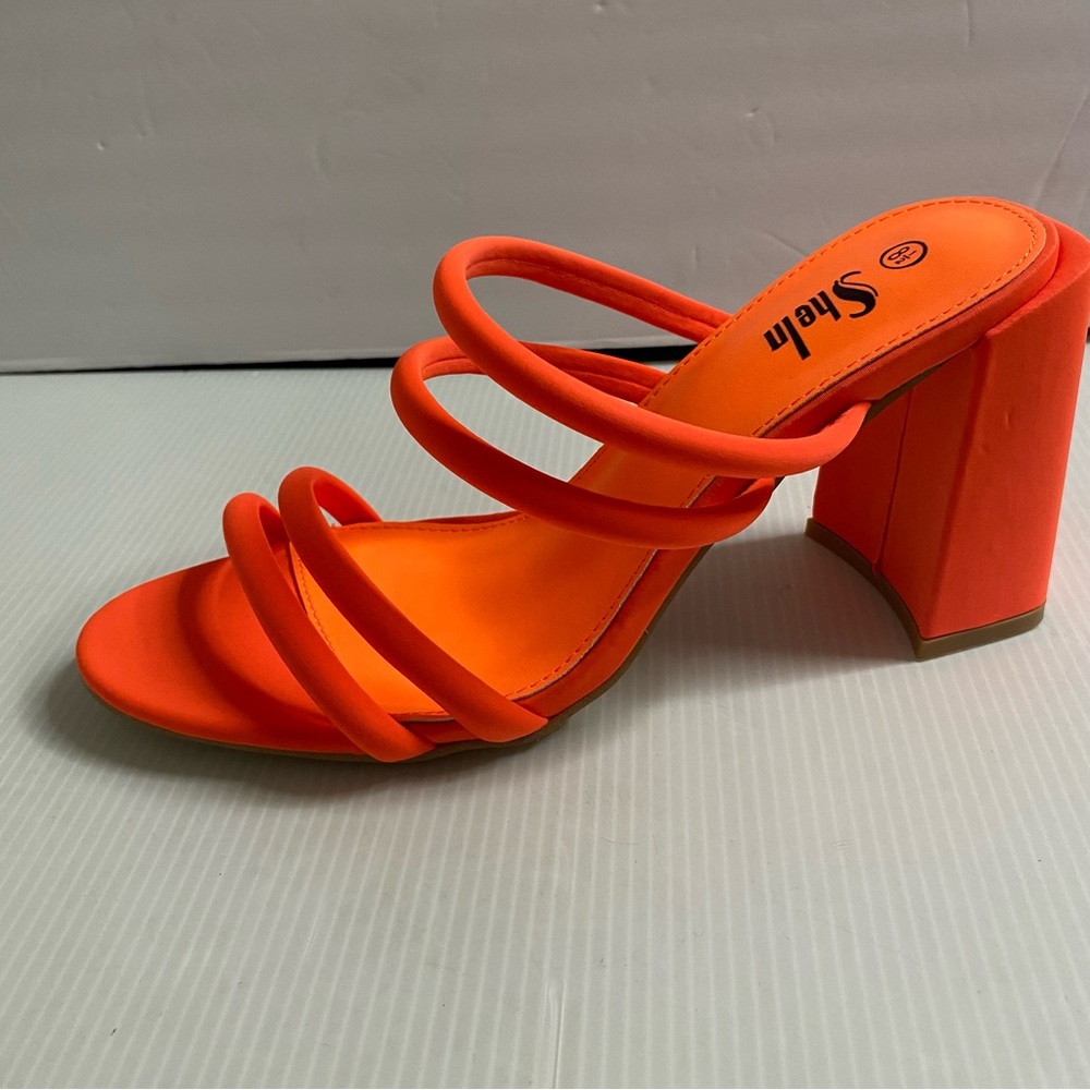 SHEIN Vibrant Orange Strappy Heels Size 8.5